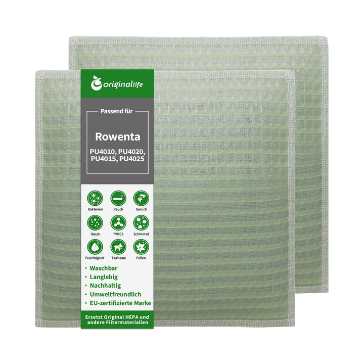Original Life Waschbar Ersatzfilter für Luftreiniger Rowenta PU4010, PU4020, PU4015, PU4025, kompati