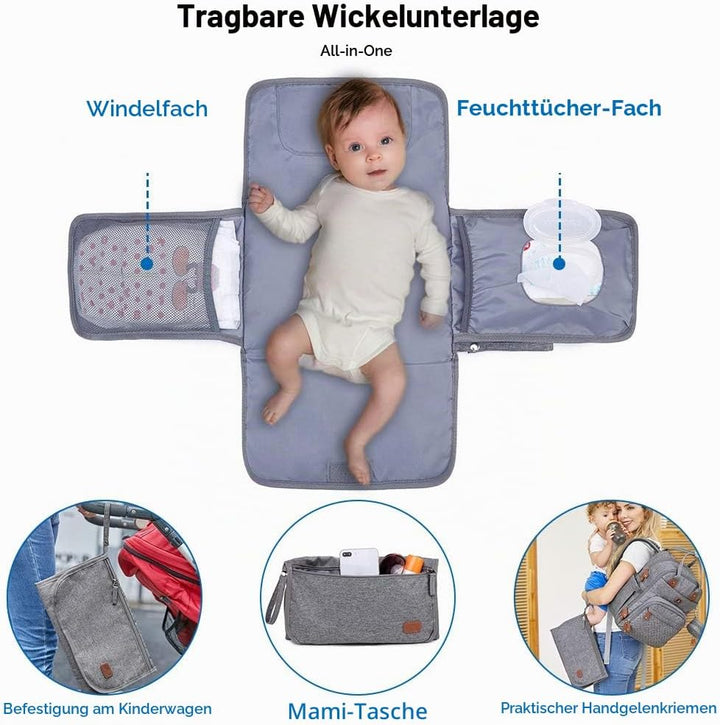 Dikaslon Wickeltasche Rucksack Grosser Wickelrucksack mit Multifunktions-Babytaschen und mobiler Wic