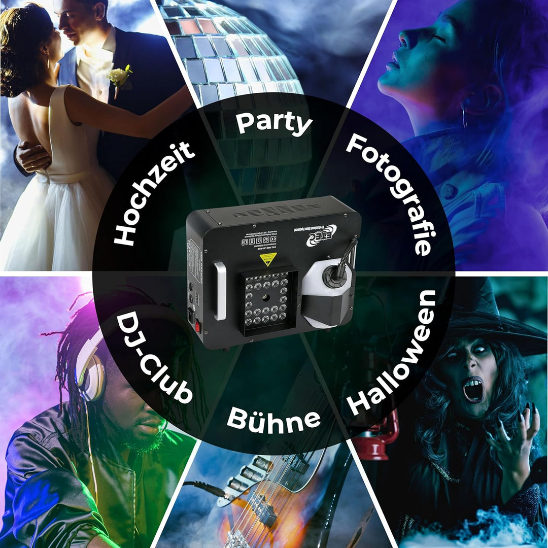 ETEC FOG 2000 LED RGB 3in1 DMX Vertikal-Nebelmaschine 1600 Watt CO2 Effekt 24x3 Watt Effektmaschine