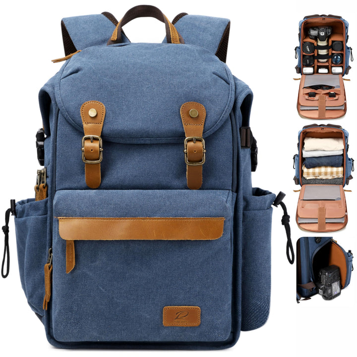 Padwa Lifestyle Kamerarucksack - Gewachstem Memory Canvas Kamerarucksack mit 16“ Laptop-/Objektivfac