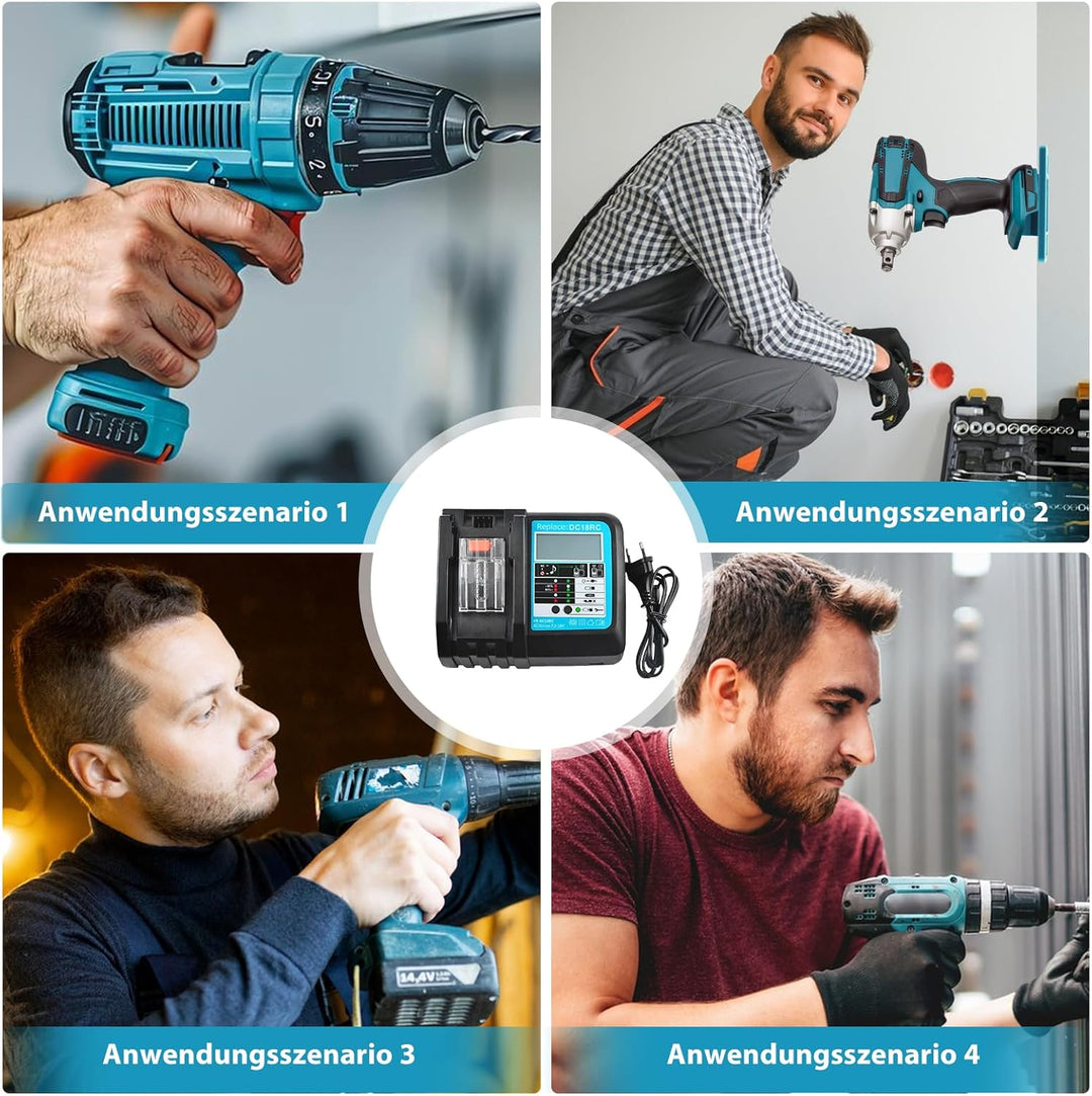 Akku 18v Ladegerät DC18RC Schnellladegerät Kompatibel mit Makita 14,4 Volt und 18 Volt Li-Ion Ersatz
