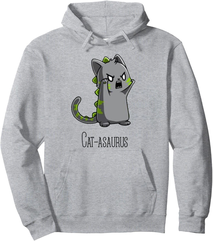 Catasaurus Kitten Kitty Dinosaur T-Rex Dino Funny Cat Lovers Pullover Hoodie