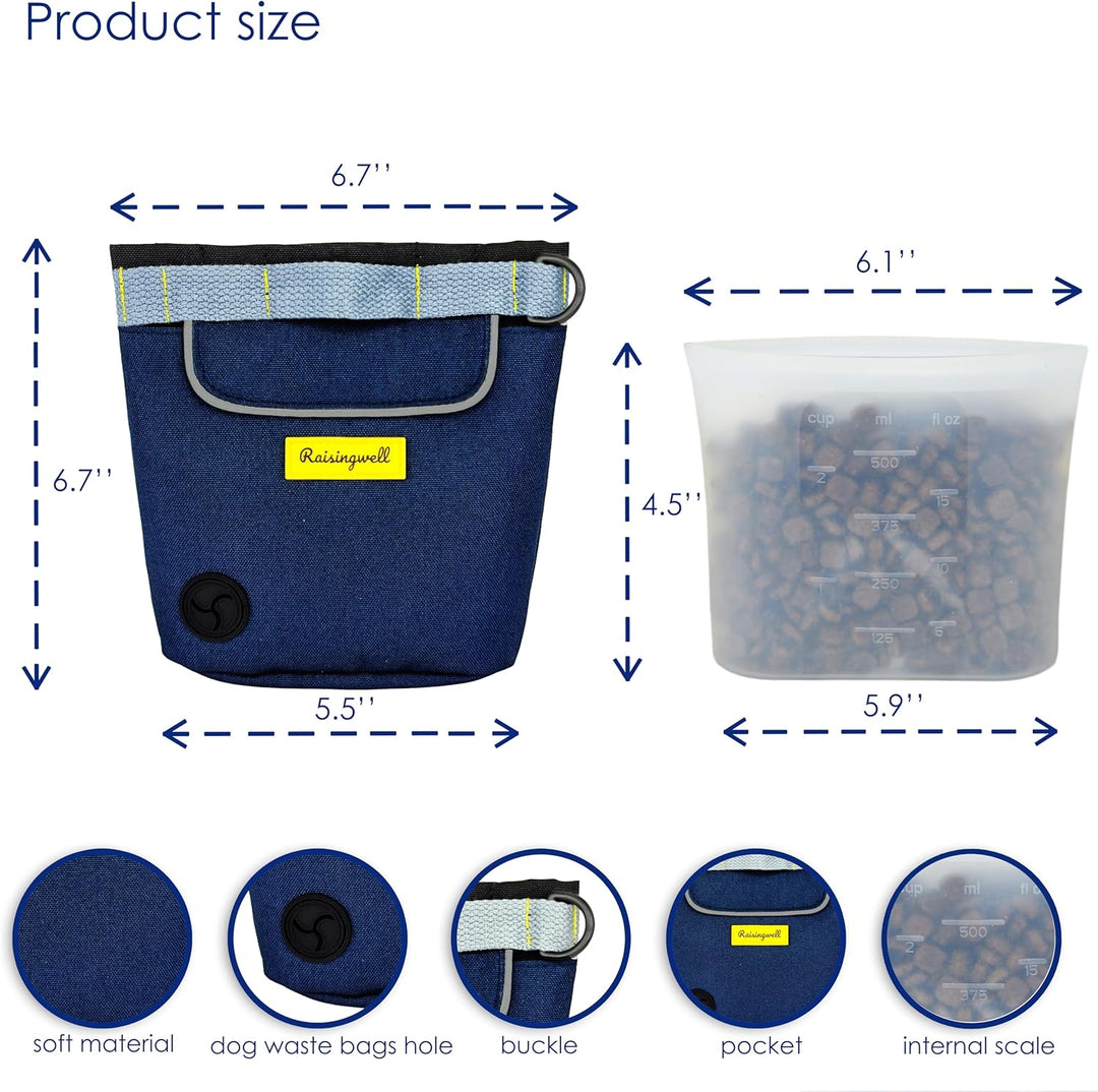 Raisingwell Leckerlitasche für Hunde, Multifunktions-Gassi Tasche mit Silikonbeutel, Futterbeutel fü