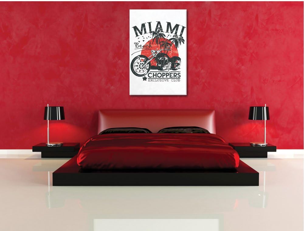 Pixxprint Miami-Choppers White Bild auf Leinwand, XXL riesige Bilder fertig gerahmt mit Keilrahmen,