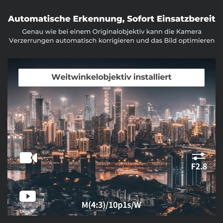 K&F CONCEPT Weitwinkelobjektiv für Osmo Action 6, 185° Weitwinkel Linse Filter, Ultraweitwinkelobjek