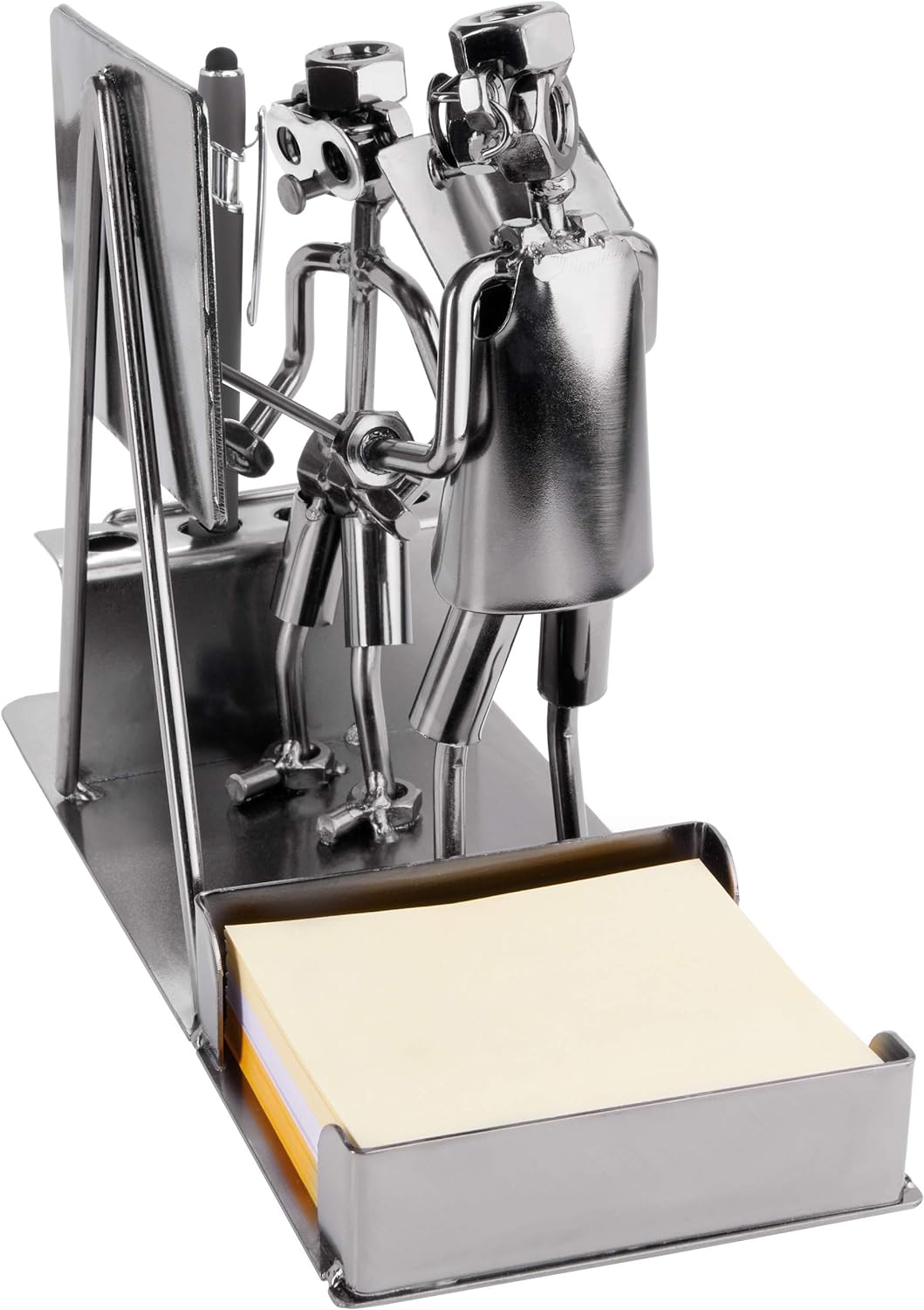 BRUBAKER Schraubenmännchen Lehrer mit Stiftehalter - Handarbeit Eisenfigur Schule Metallmännchen mit