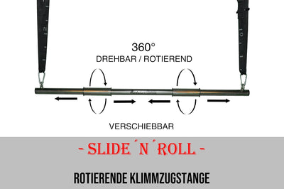 ModularSports SLIDE'N'ROLL rotierende Klimmzugstange aus Edelstahl/Klimmzugstange Outdoor und Indoor