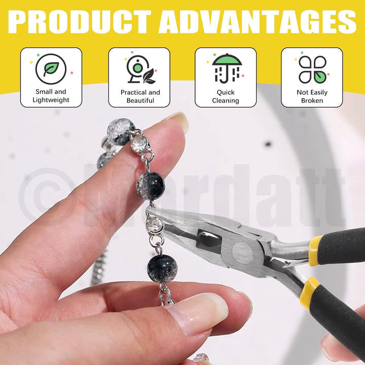 Mardatt 1250Pcs Jewelry Making Supplies Kit Includes 10 Colors 8mm Crystal Beads, Jewelry Pliers, Je