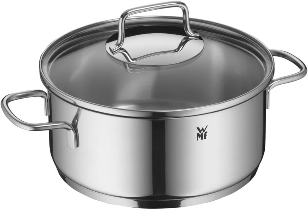 WMF Astoria Topfset Induktion 4-teilig, Kochtopf Set mit Glasdeckel, Cromargan Edelstahl poliert, In