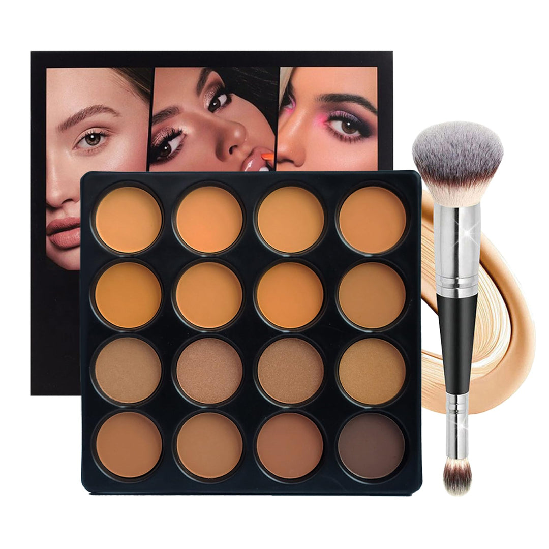 Joyeee Concealer-Konturierungspalette, 16 Farben mittlere bis dunkle Farbkorrektur-Kosmetik-Puderpal