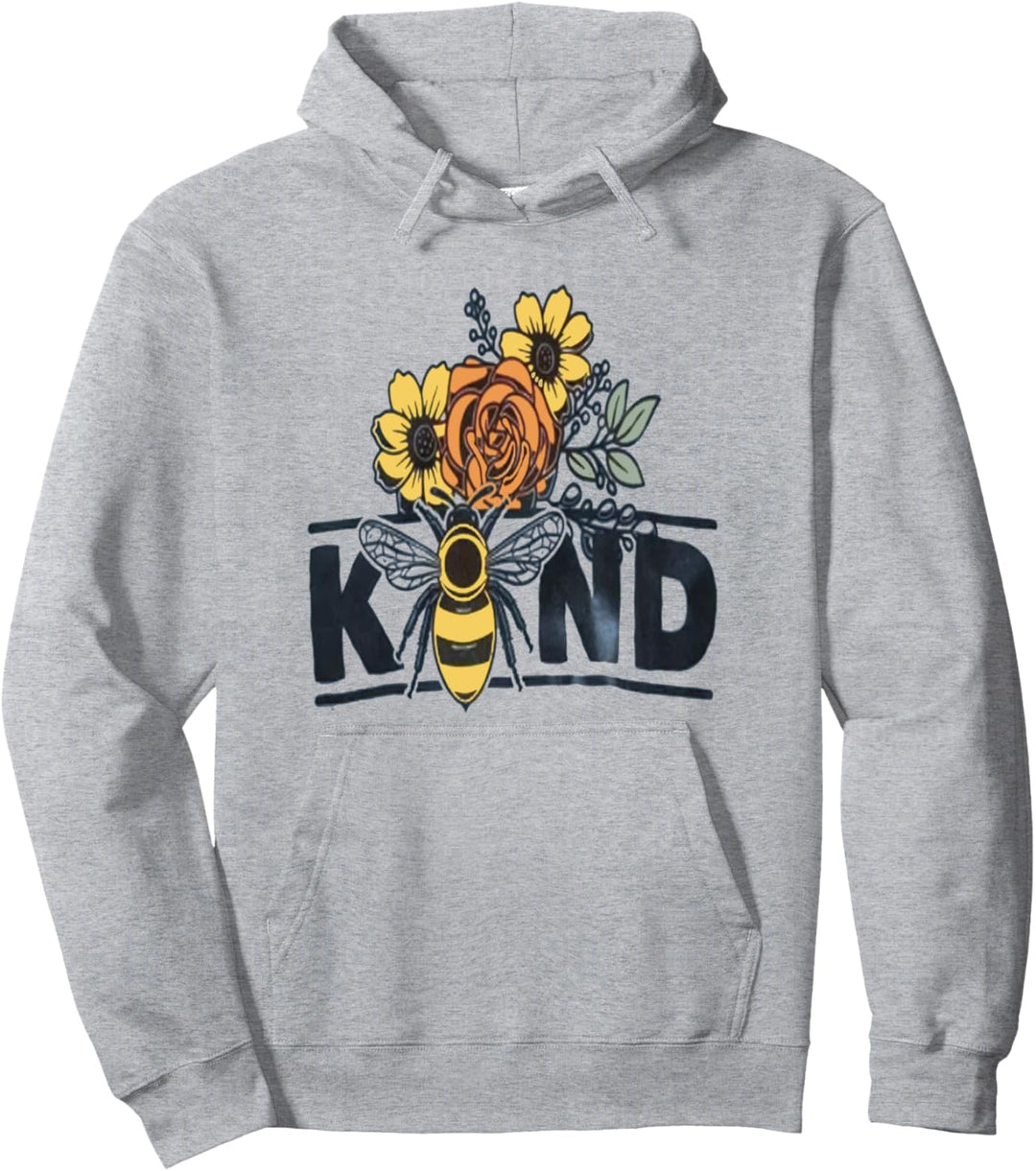 Bee Kind Floral Inspirational Teacher Kindness Pullover Hoodie