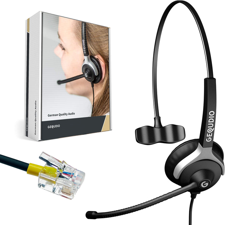 GEQUDIO Headset für GX3+ GX5+ und kompatibel mit Mitel, Aastra, Poly/Polycom und Gigaset-RJ Telefon