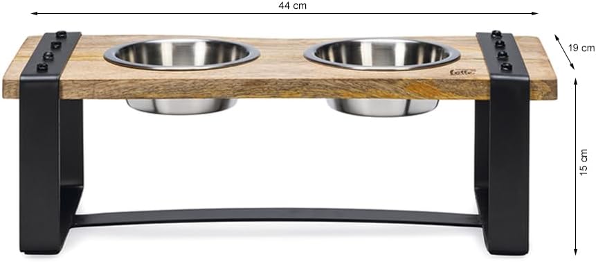Beeztees K&Bz Hundeteller aus Holz, 44 x 19 x 15 cm, 2 x 350 ml, Braun, 2000 g 44 x 19 x 15 cm(1er P