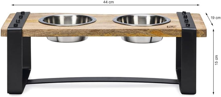 Beeztees K&Bz Hundeteller aus Holz, 44 x 19 x 15 cm, 2 x 350 ml, Braun, 2000 g 44 x 19 x 15 cm(1er P
