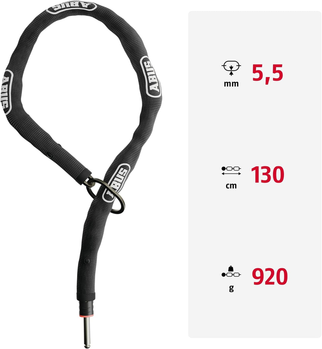ABUS Rahmenschloss-Einsteckkette ADAPTOR CHAIN Classic 5.5KS - 5,5 mm starke Stahlkette mit ovalem L