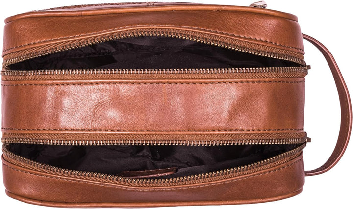 Benthill Kulturtasche Leder - Kosmetiktasche aus weichem hochwertigem Echtleder - Vintage Travel Beu