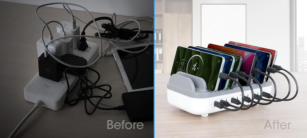 Manhattan 102766 Organizzatore Per Stazioni Di Carica Bianco, Grigio (charging Station 10 Port UsB-C