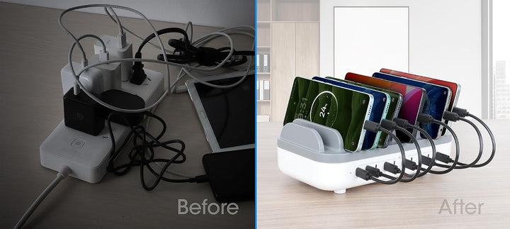 Manhattan 102766 Organizzatore Per Stazioni Di Carica Bianco, Grigio (charging Station 10 Port UsB-C