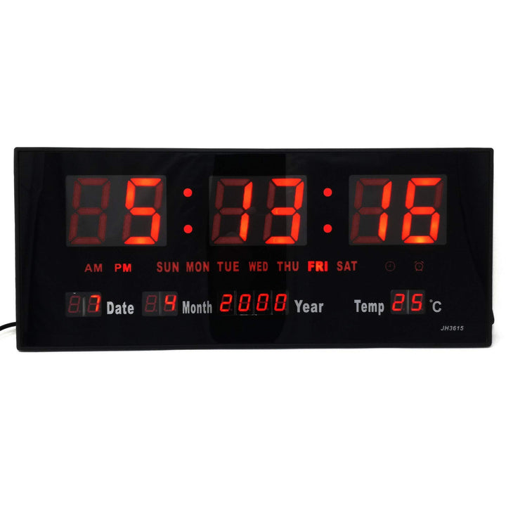 Starlet24 LED Wanduhr mit Timer Wecker Schlummer Kalender Temperatur grosse LED-Anzeige 36x15cm (JH3