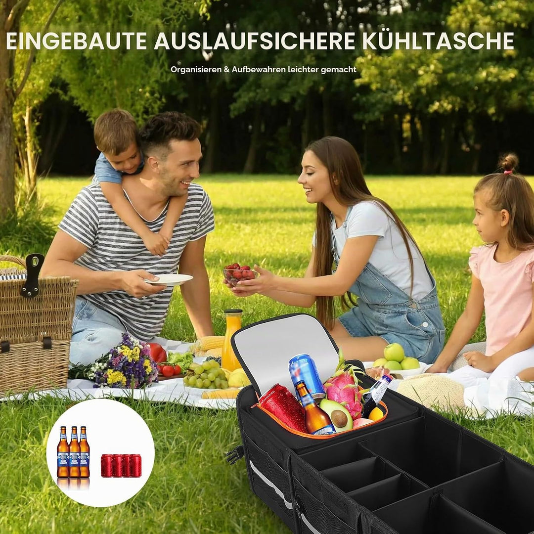 Kofferraum Organizer 115L, 90L Auto Organizer mit 25L Herausnehmbarer Isoliertasche, Kofferraumtasch
