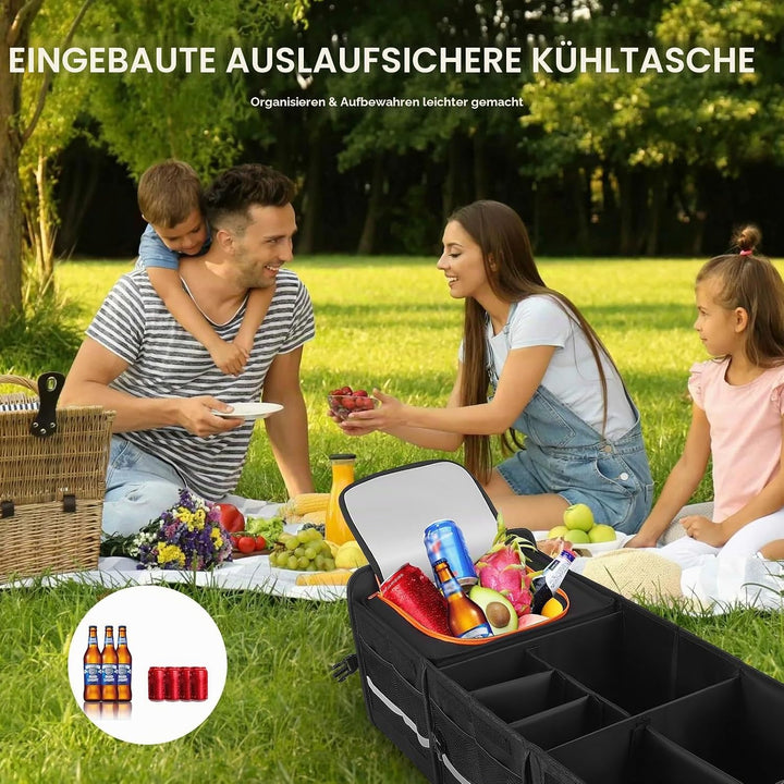 Kofferraum Organizer 115L, 90L Auto Organizer mit 25L Herausnehmbarer Isoliertasche, Kofferraumtasch