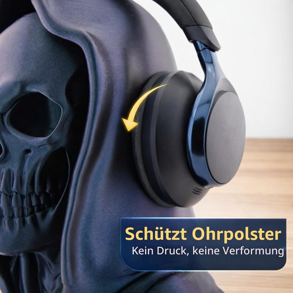OSAZEE Totenkopf Kopfhörerständer – Skull Headphone Stand Burned Titanium Black | Premium Kopfhörerh