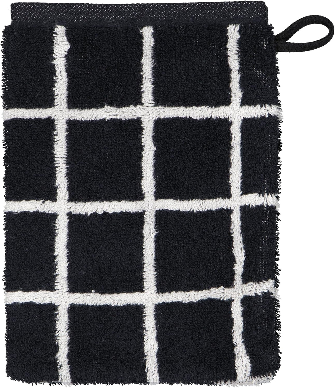 Cawö Home Handtücher Zoom Karo 123 schwarz - 97 Waschhandschuh 16x22 cm, Waschhandschuh 16x22 cm