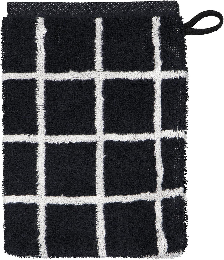 Cawö Home Handtücher Zoom Karo 123 schwarz - 97 Waschhandschuh 16x22 cm, Waschhandschuh 16x22 cm