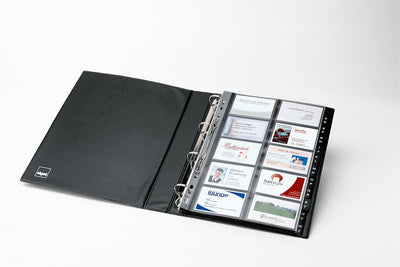 SIGEL VZ301 Visitenkarten-Ringbuch Visitenkarten-Mappe schwarz, für 400 Karten, mit 20 Sichthüllen,