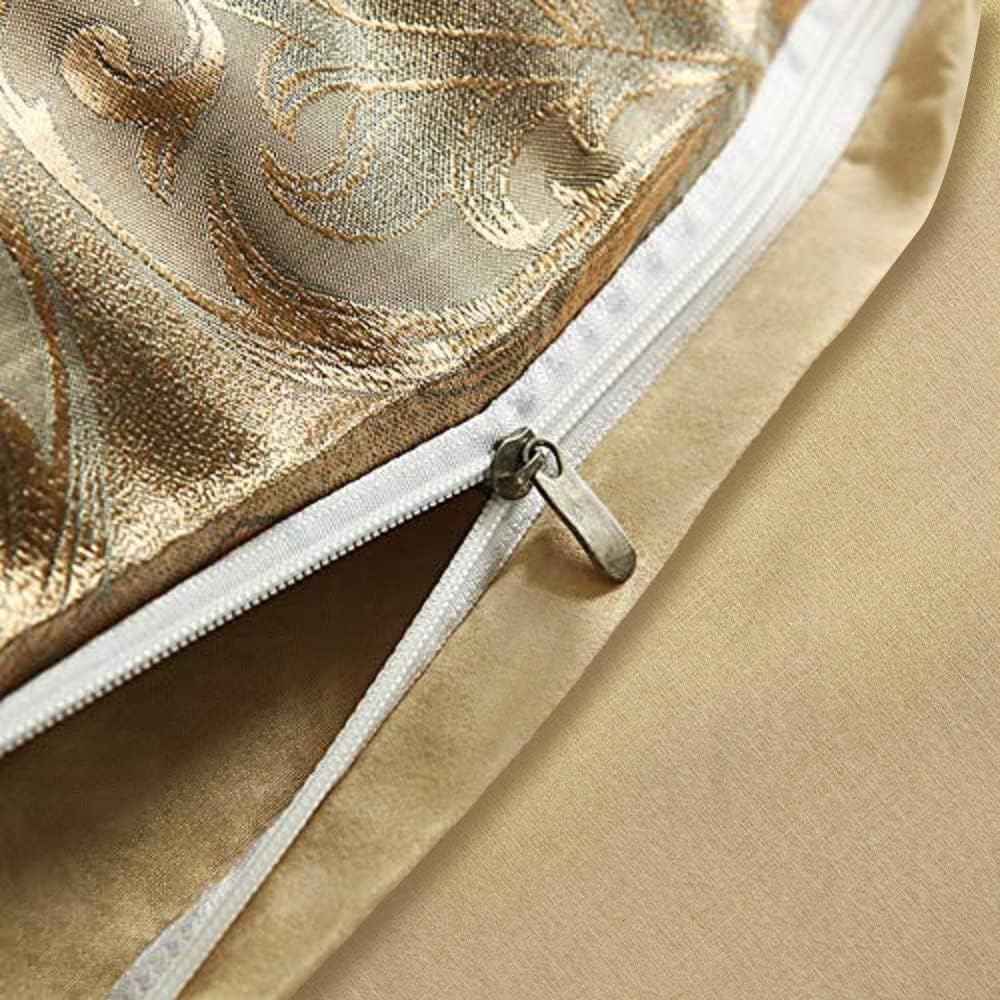 DXHOME Bettwäsche 155x220 cm Gold Satin Wendebettwäsche Jacquard Bettwaesche mit Golden Blumen Roman
