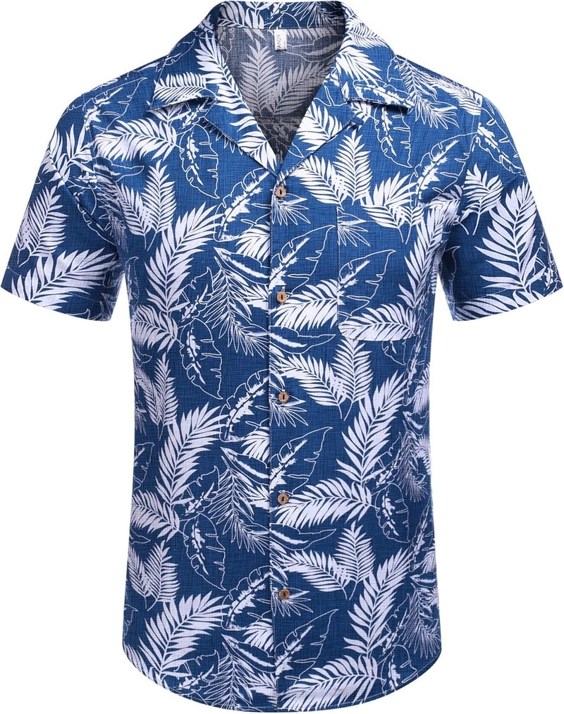 COOFANDY Hawaii Hemd Männer Kurzarm Sommer Fronttasche Hawaii-Print Freizeit Funky Baumwolle Hawaiih