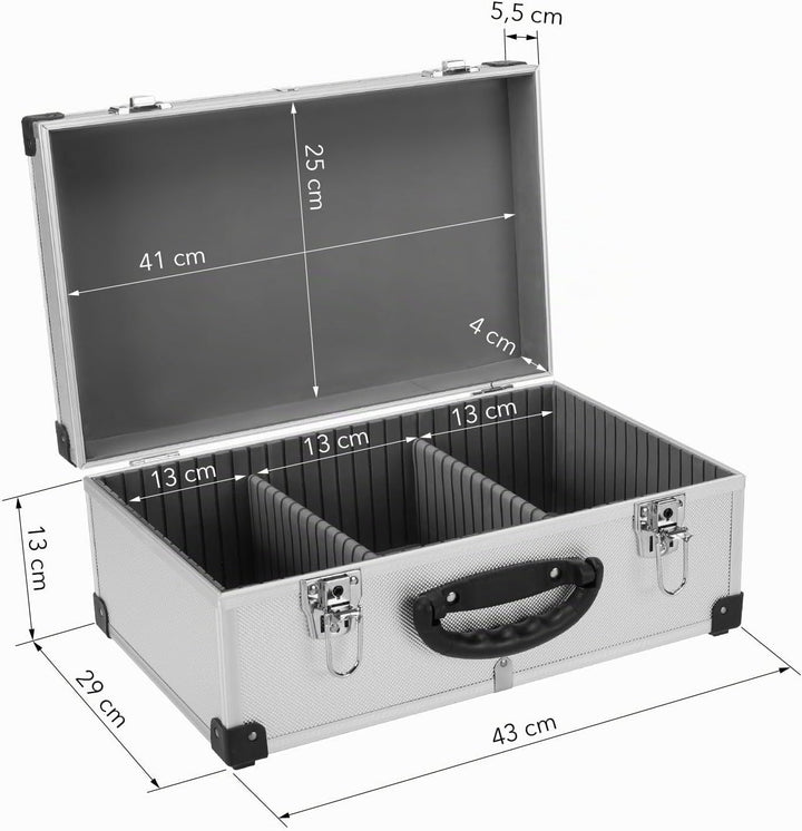 CD Koffer für 60 Standard CD Cases - 43 x 29 x 18,5 cm - Silber 60 CD&