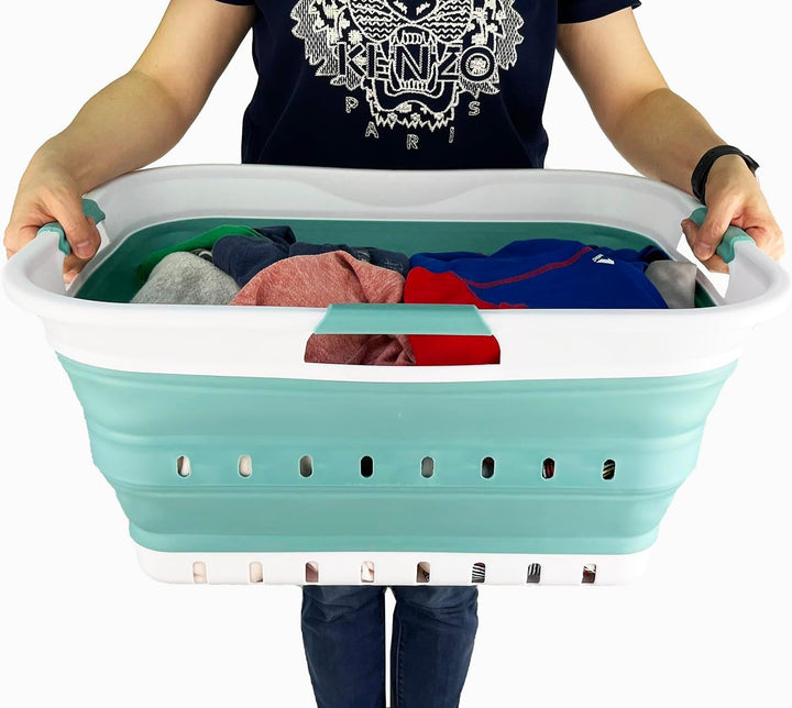 SAMMART 42L Faltbarer Wäschekorb aus Kunststoff – Faltbarer Pop-Up-Aufbewahrungsbehälter/Organizer –