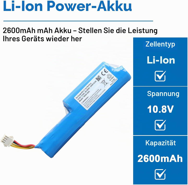 2600mAh Li-Ion Akku Kompatibel mit Vileda VR 102, VR One, VR 201 PetPro, VR 303, Ersetzt 0769-03, 18