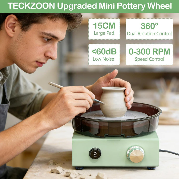 15 cm Töpferscheibe, Keramikmaschine Set mit 15cm doppelseitiger Drehscheibe, Metallrahmen, abnehmba