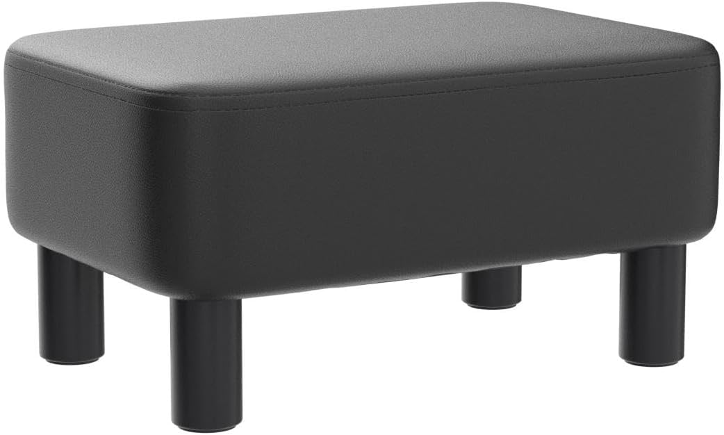 YMYNY Rechteckiger Fusshocker Sitzbank, 42 x 29 x 23 cm, Gepolsterter Hocker aus PU-Leder, mit Holzb