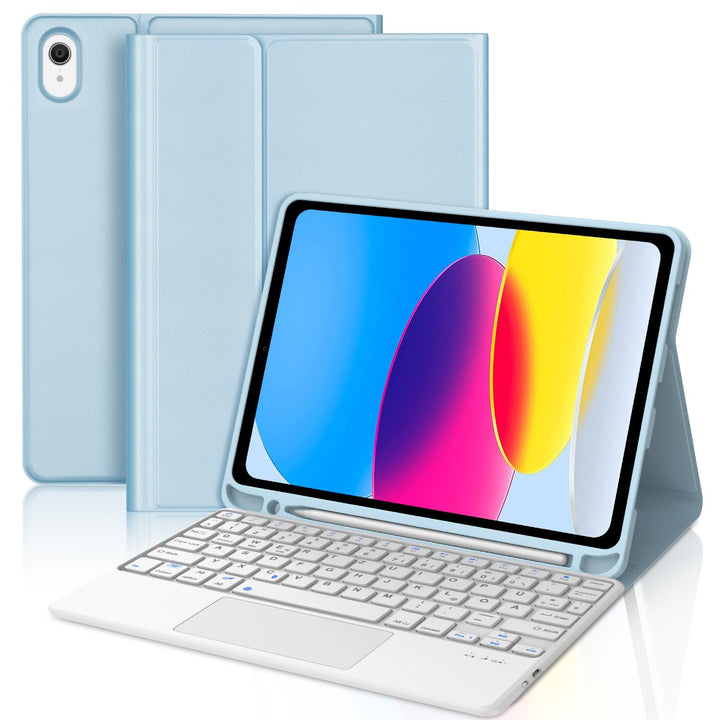 Hülle Tastatur für iPad A16 11 Zoll 2025, iPad 10. Generation 2022 10.9" mit Touchpad, Magnetische B