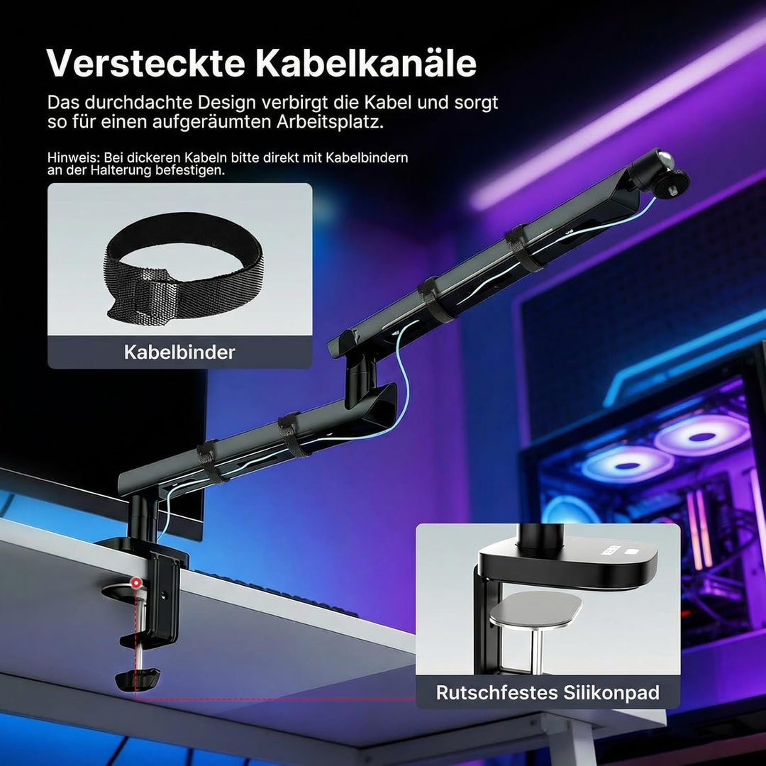 NEEWER Microphone Stand, Low Profile gedämpfter Mikrofon Halterung mit Boom Arm, 360° Kugelkopf, ver