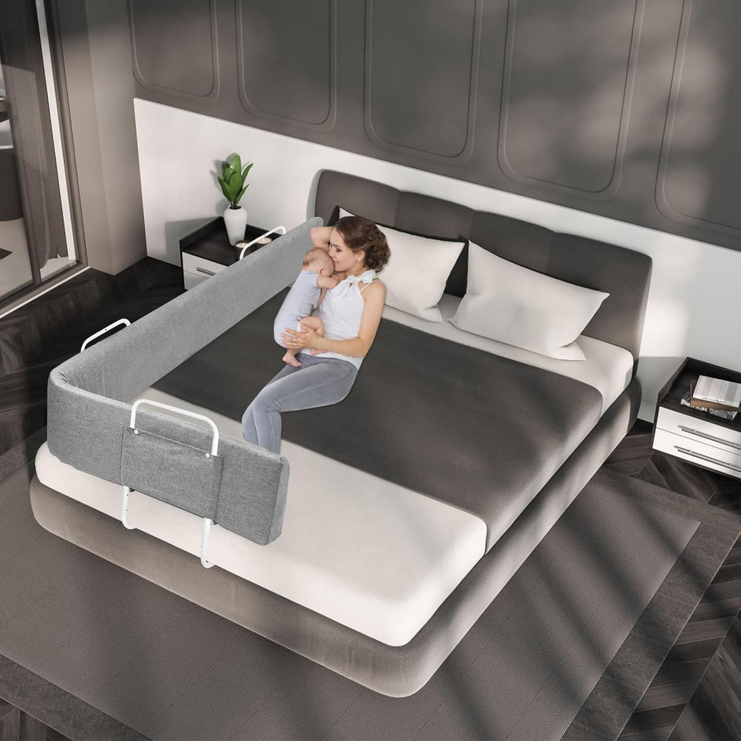 XMTECH Kinder Bettgitter Bettschutzgitter Bettumrandung Bettkantenschutz 40-60 cm Höhenverstellbar K