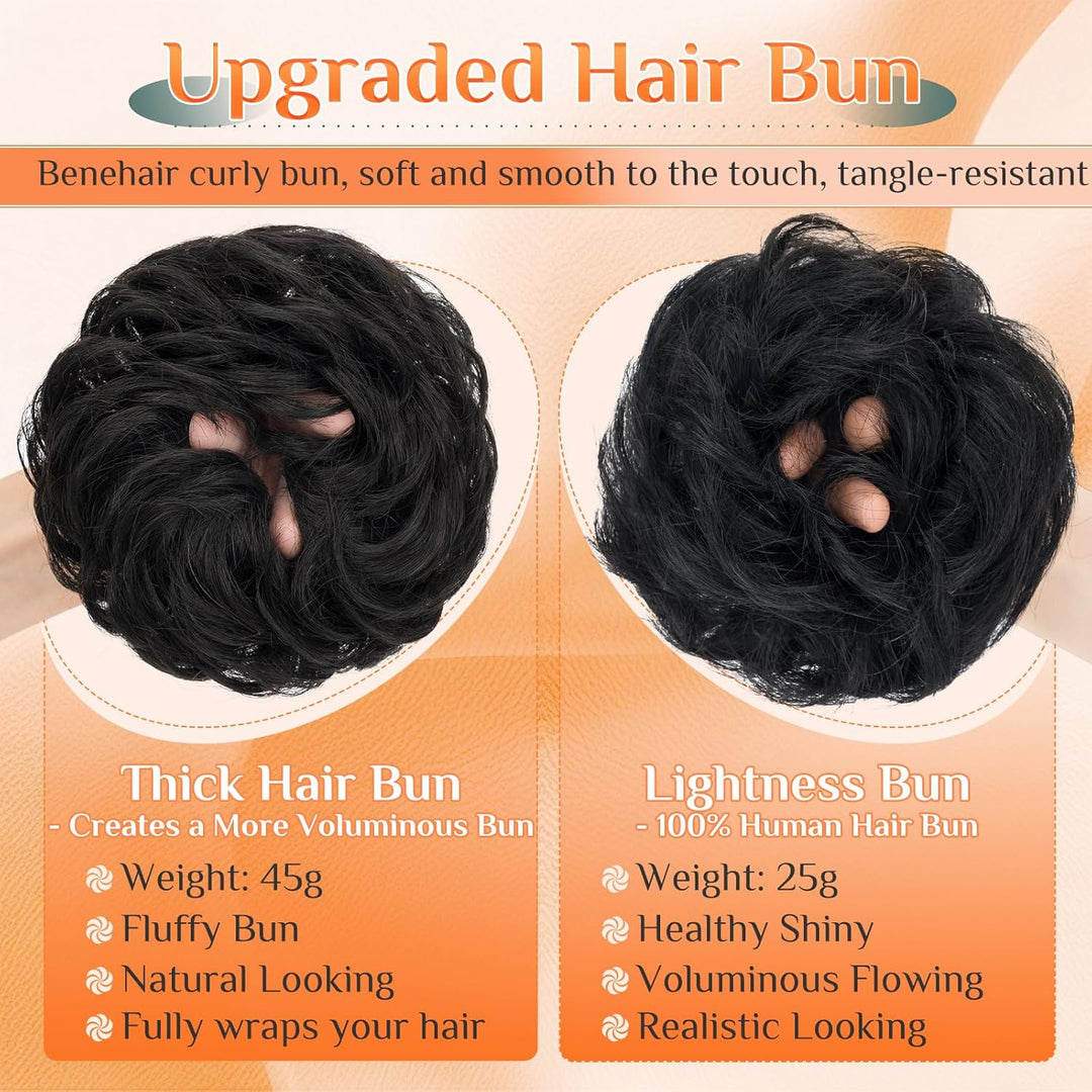 Benehair Scrunchies Hochsteckfrisur, 45g Gemischtes Haar Haargummi Hochsteckfrisuren, Perücke Echtha