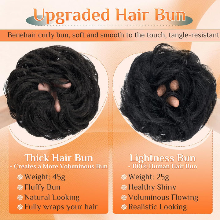 Benehair Scrunchies Hochsteckfrisur, 45g Gemischtes Haar Haargummi Hochsteckfrisuren, Perücke Echtha
