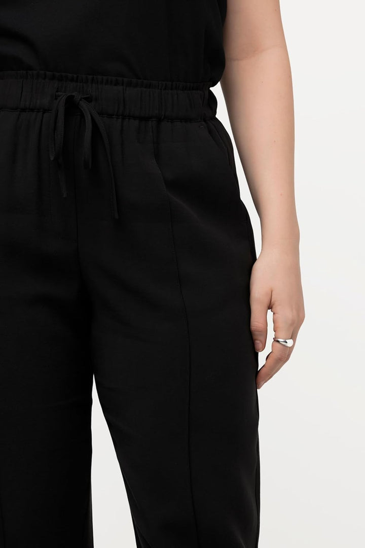 Ulla Popken Damen Creased Slip-on Pants Hose 46 Schwarz, 46 Schwarz