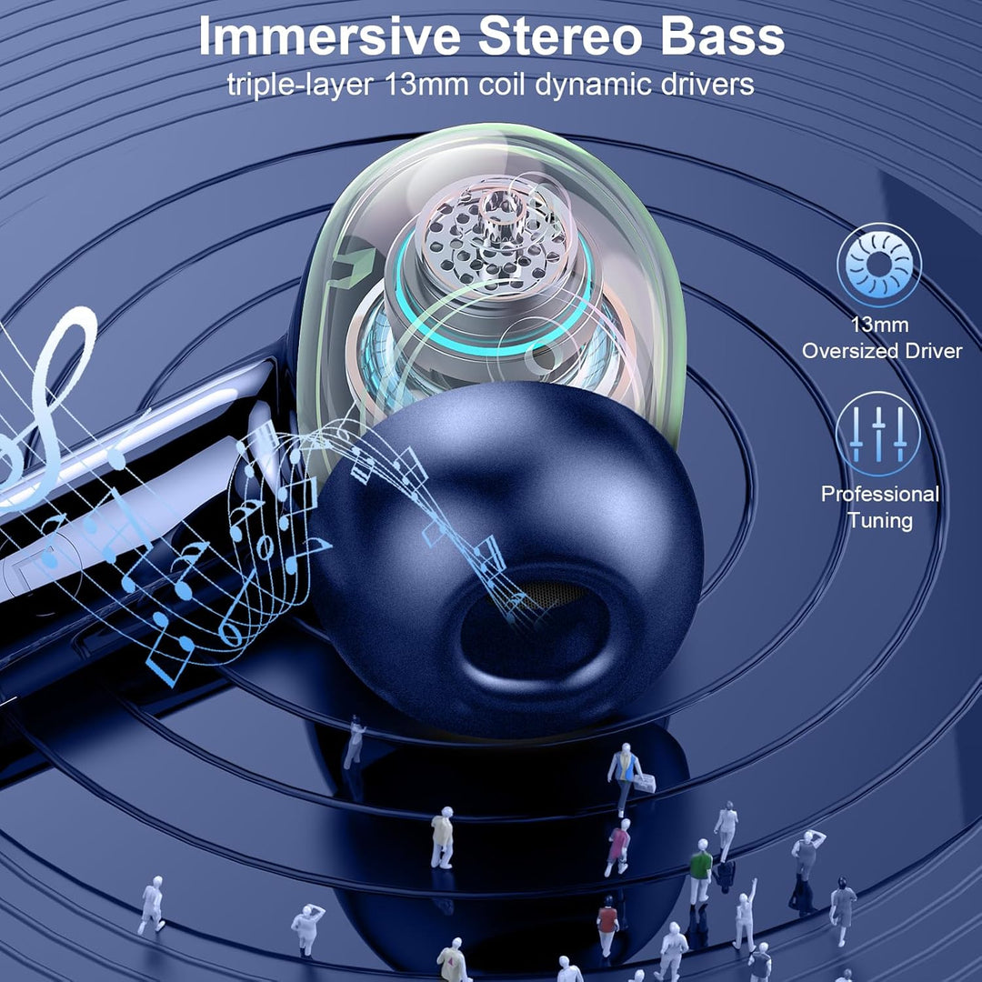Nerunsa Bluetooth Kopfhörer, In Ear Kopfhörer mit 4 ENC Noise Cancelling Mics, 50 Std Spielzeit, 202