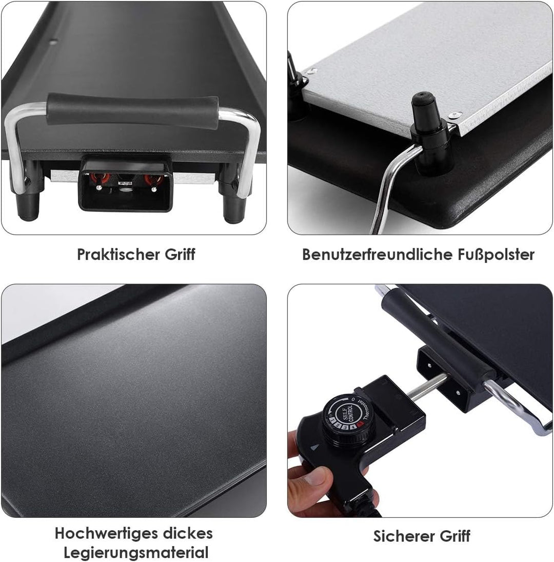 FANTASK Teppanyaki Grill 90x23cm, Elektrische Grillplatte 1800W, Elektrogrill mit Antihaftbeschichtu