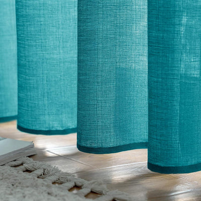 MIULEE 2er Set Voile Vorhang Sheer Leinenvorhang mit Ösen Transparente Unregelmässige Textur Gardine