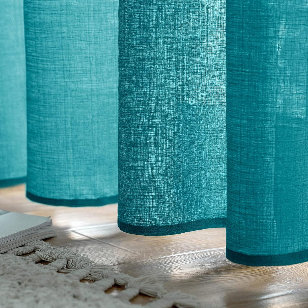 MIULEE 2er Set Voile Vorhang Sheer Leinenvorhang mit Ösen Transparente Unregelmässige Textur Gardine