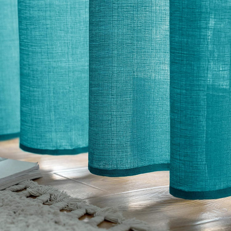 MIULEE 2er Set Voile Vorhang Sheer Leinenvorhang mit Ösen Transparente Unregelmässige Textur Gardine