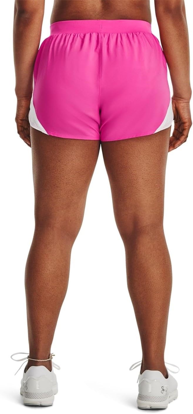 Under Armour Damen Kurze Hose Fly by 2.0 Laufshorts L-XL Rebel Pink / Weiss / Reflektierend, L-XL Re