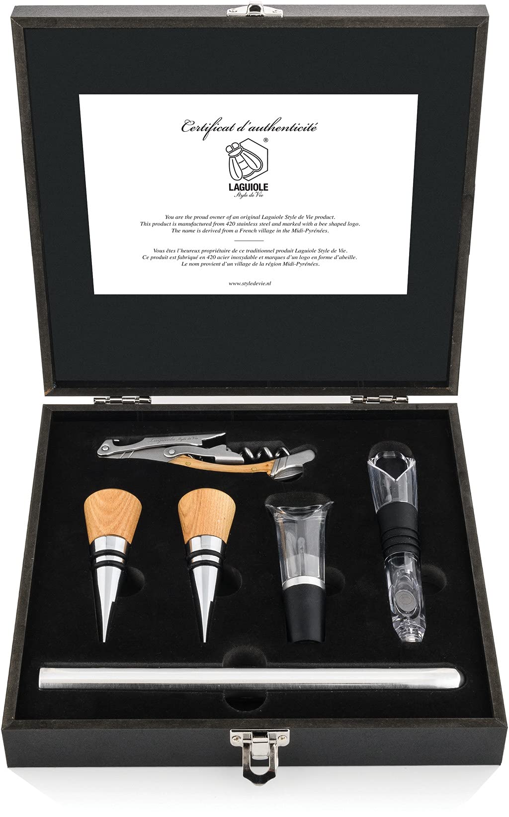 Laguiole Style de Vie Korkenzieher-Set, Sommelier-Set, 6-teilig,