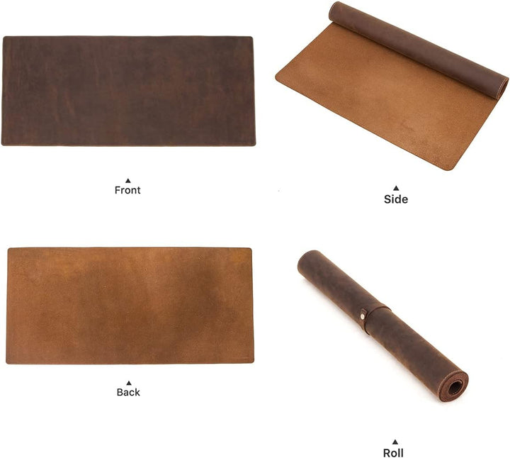 Hiram Schreibtischunterlage aus echtem Leder, gross, wasserdicht, 80 x 40 cm, Tischabdeckung für PC